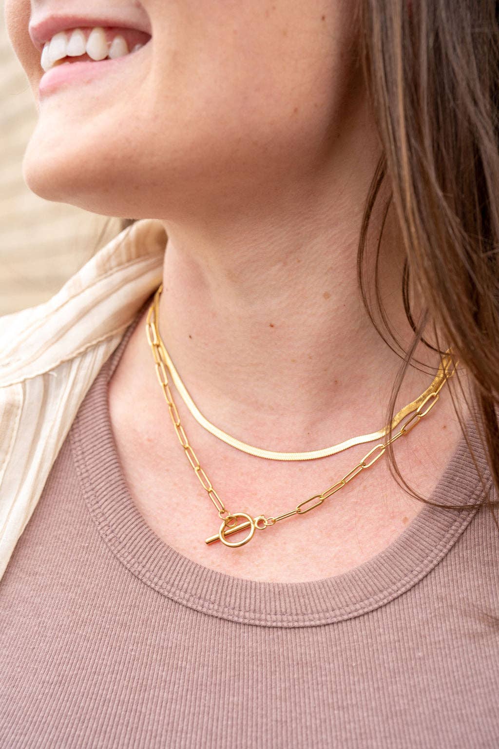 16" Luxe Gold Delicate Herringbone Chain