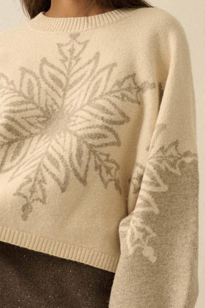 Cream Snowflake Dolman Sleeve Sweater
