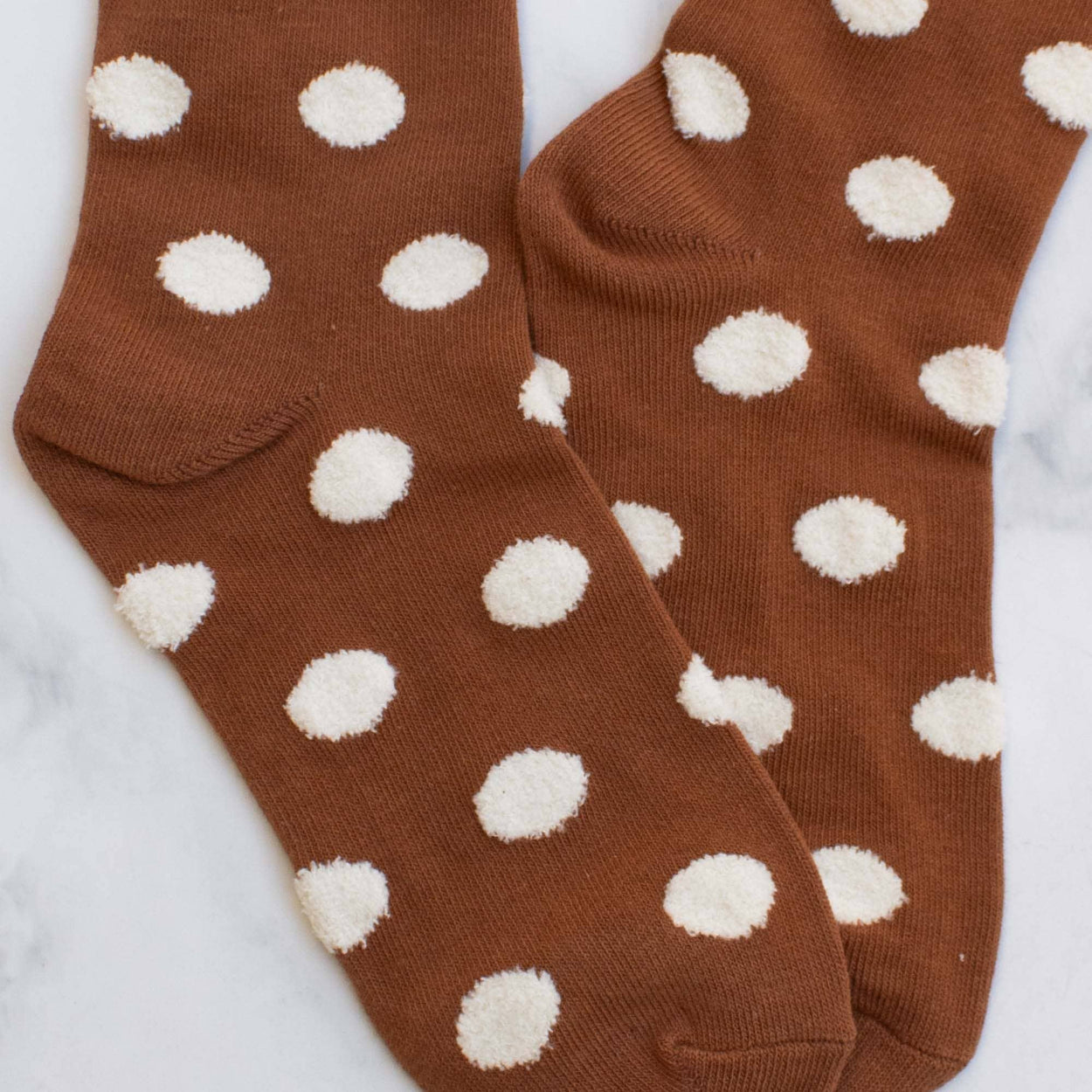 Dark Green Women's Polka Dots Puff Casual Socks