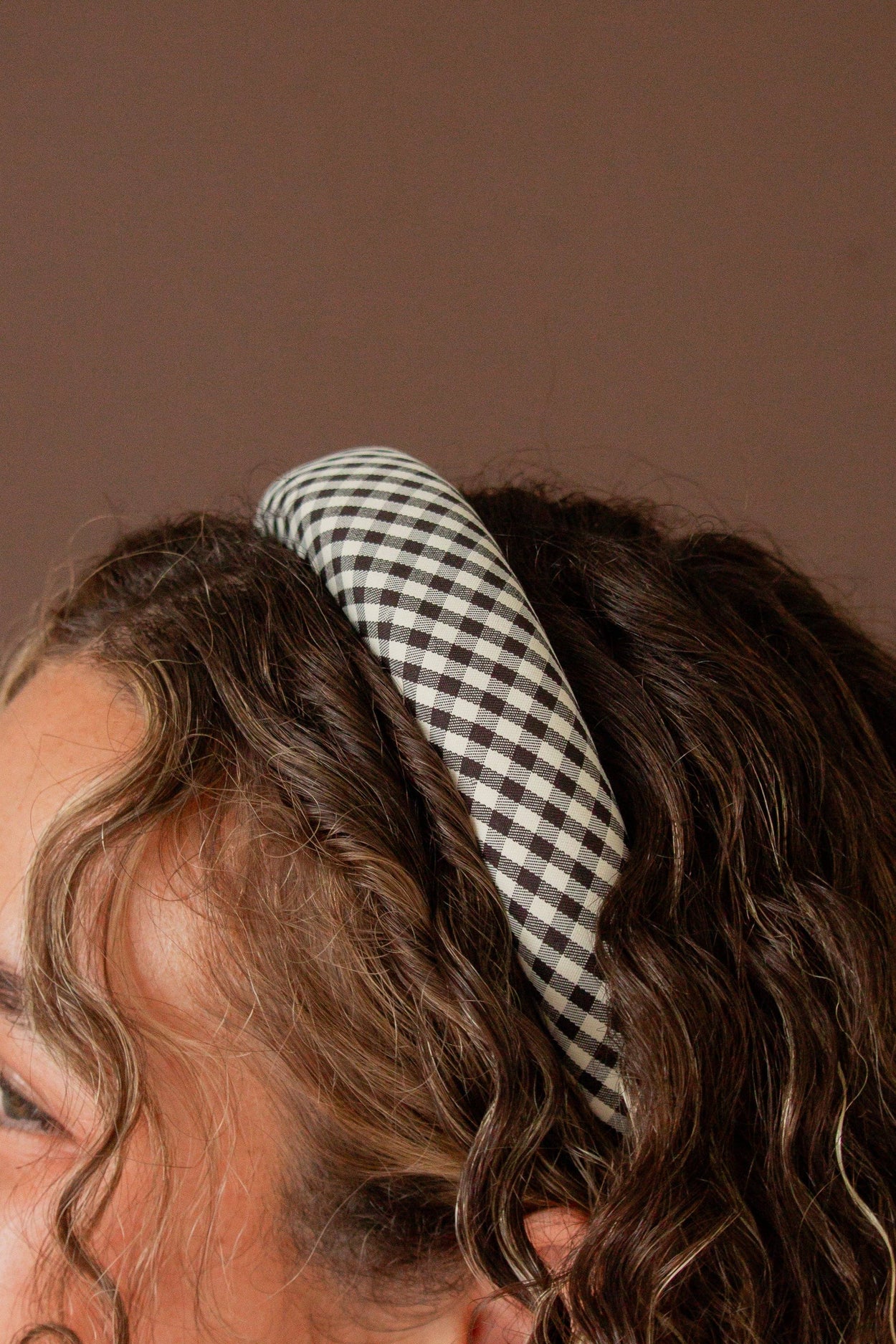 White & Black Checked Headband