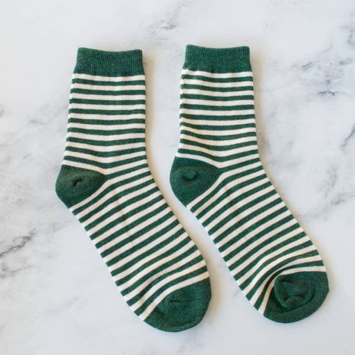 Olive Green Thin Stripe Casual Socks: Olive Green