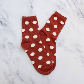 Dark Green Women's Polka Dots Puff Casual Socks