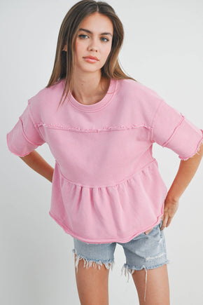 Pink Ruffle Tiered Blouse