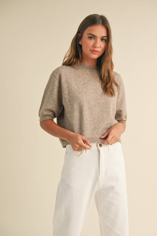 Mocha Short Sleeve Sweater Top