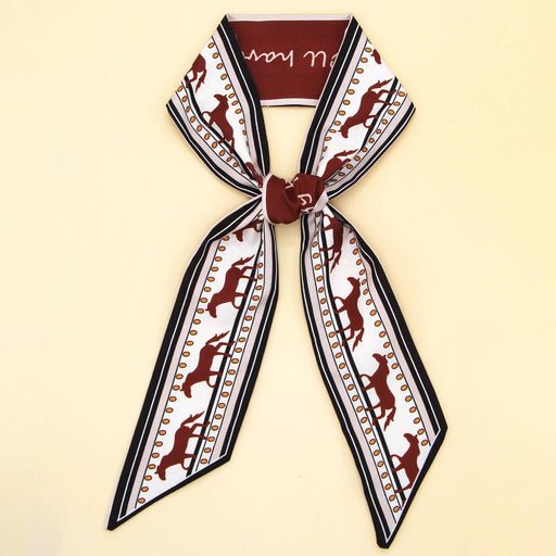 Red Chic Floral Letter Twilly Scarf