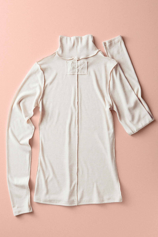 Ivory Striped Turtleneck Knit Top