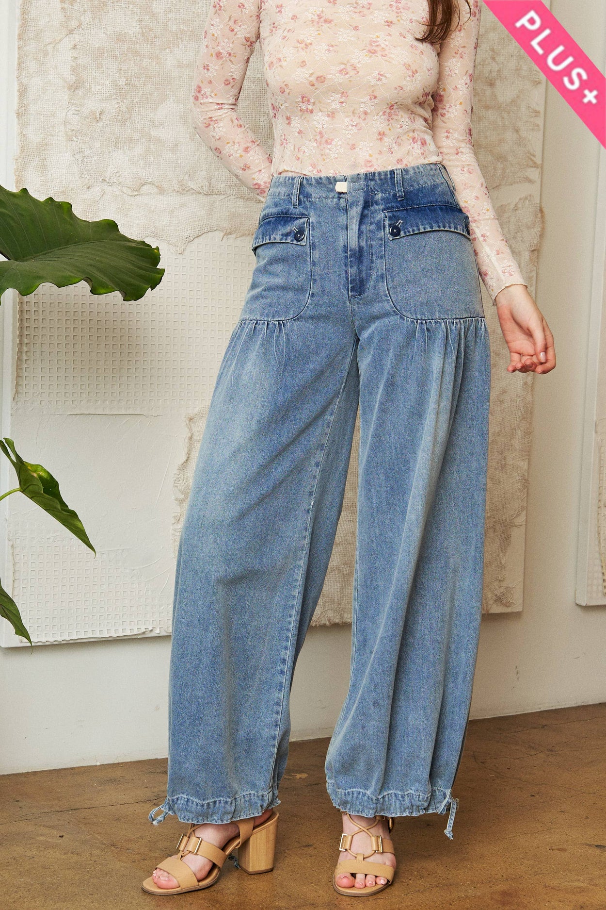 Plus Wide Leg Denim Jeans