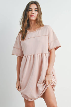 Washed French Terry Short Sleeve Dress