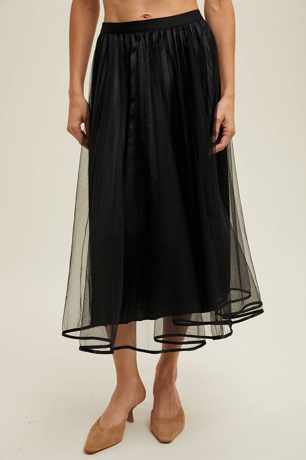 Black Tulle Midi Skirt