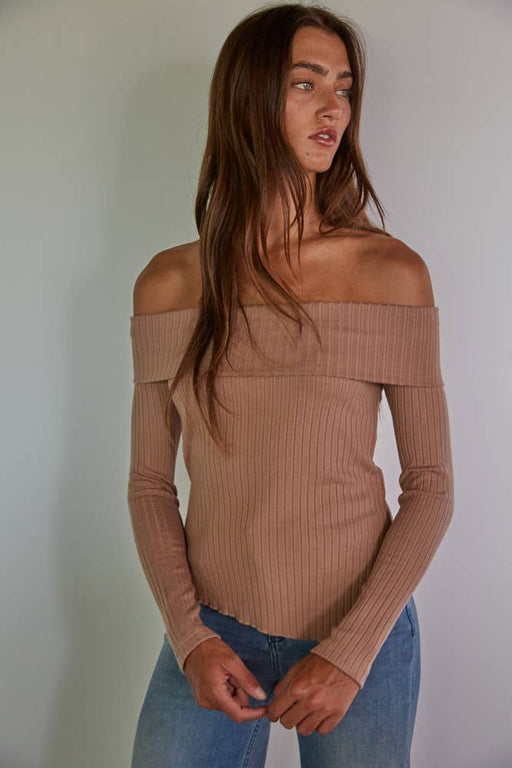 Ribbed Off The Shoulder Top