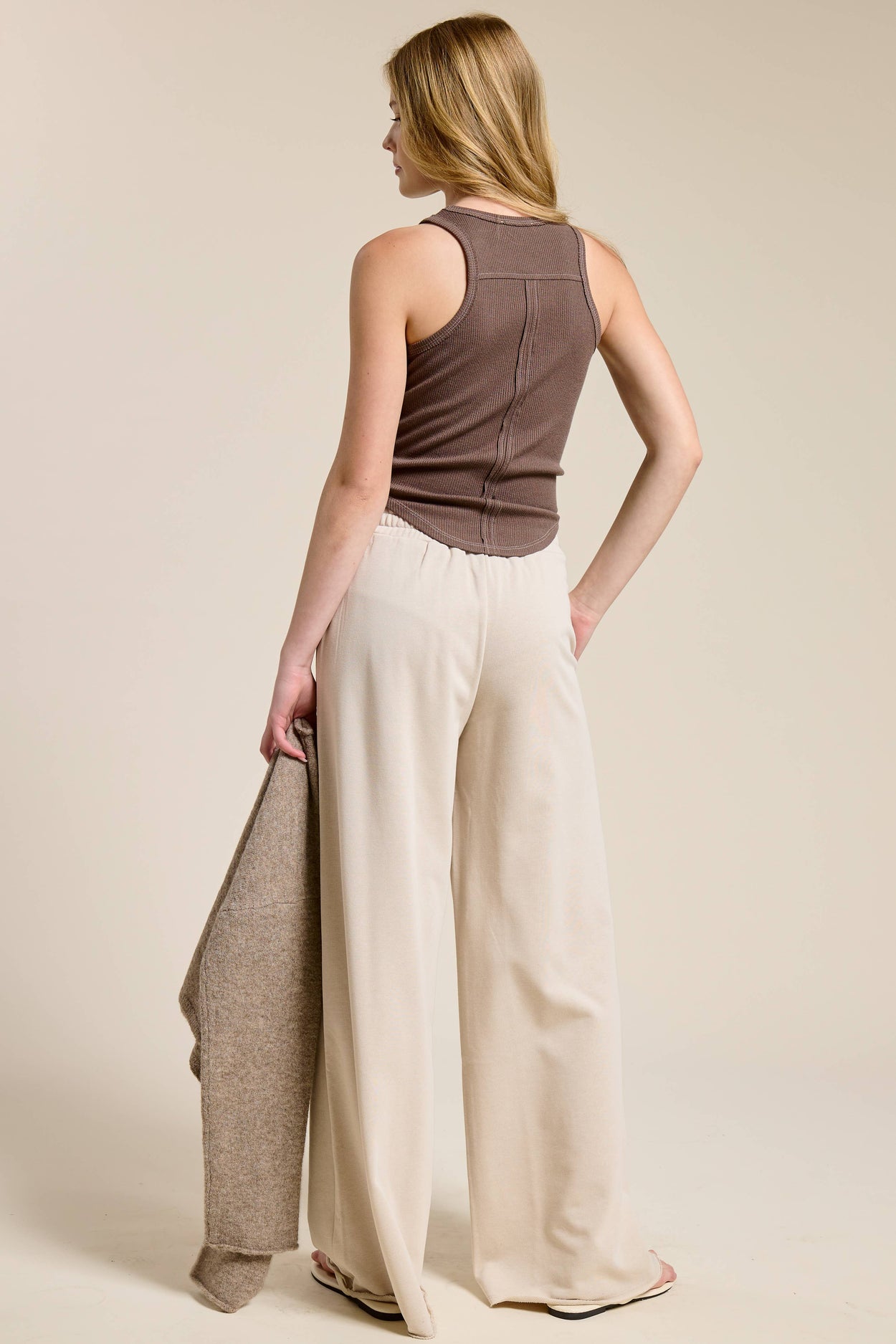 Beige Wide Leg Sweatpants