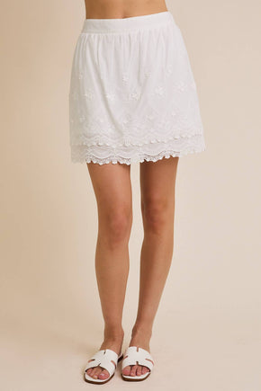 Cotton Eyelet Skirt With Lined Skirt