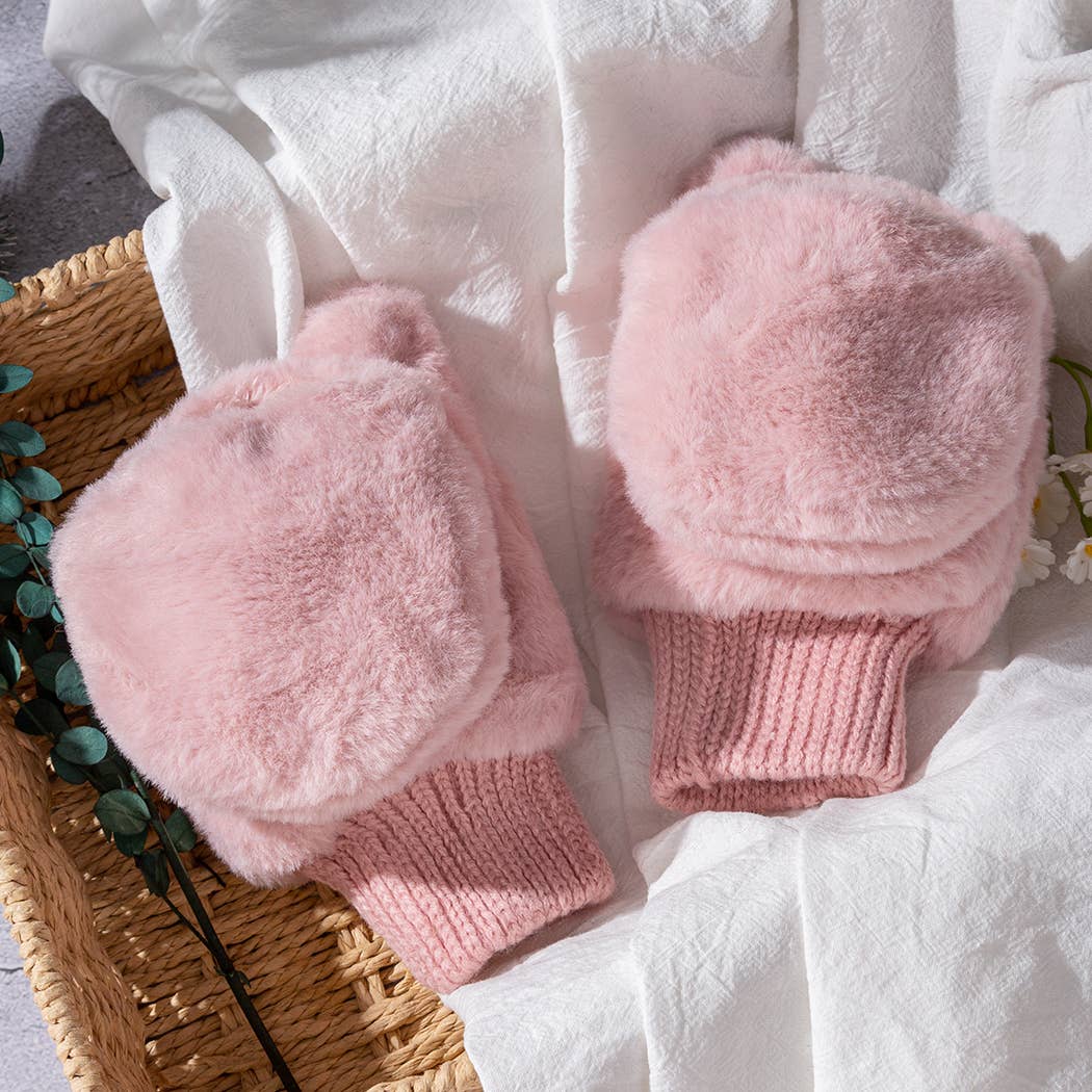 Pink Snow Cozy Mittens Gloves