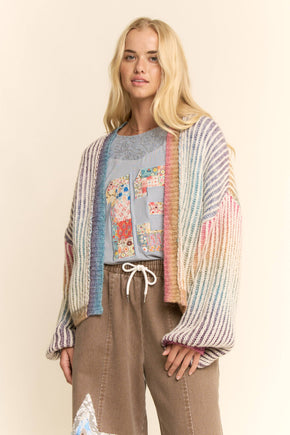 Plus Rainbow Stripe Open Cardigan