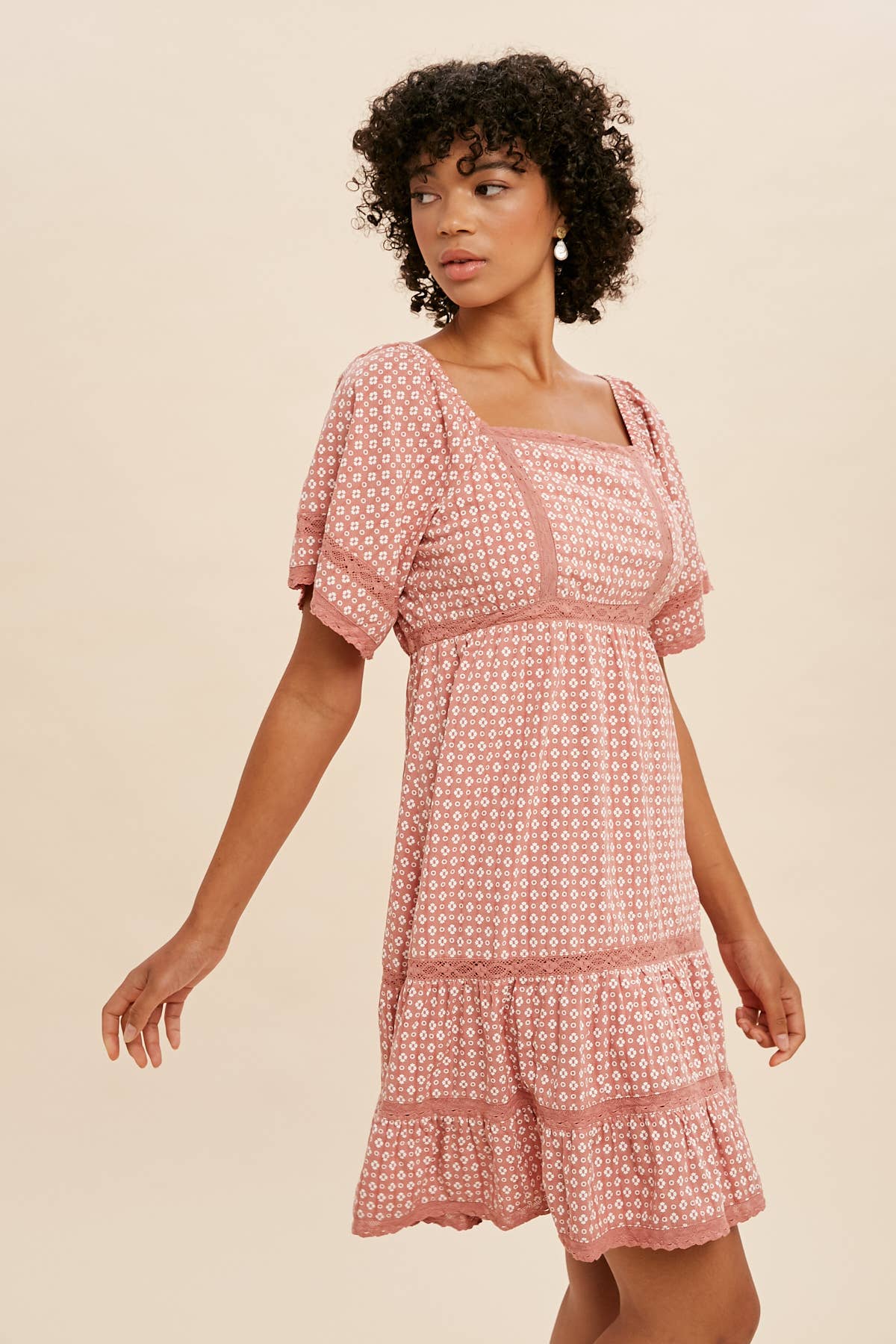 Saffron Floral Square Neck Mini Dress