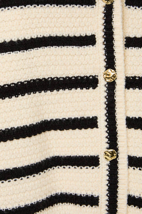 V-Neck Button Down Sleeveless Stripe Vest