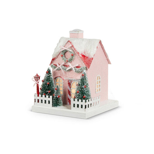 8.25" Lighted Pink Paper House