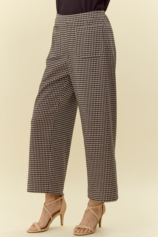 Plus Houndstooth Wide Leg Pants