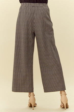 Plus Houndstooth Wide Leg Pants