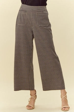 Plus Houndstooth Wide Leg Pants