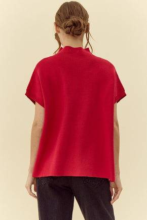 Plus Red Ribbed Knit Top