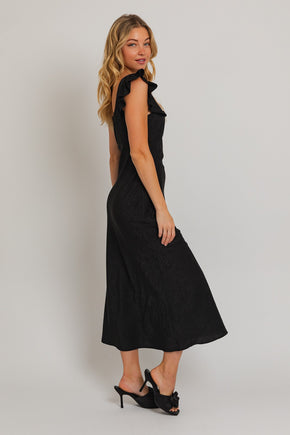 Black Floral Jacquard Maxi Dress