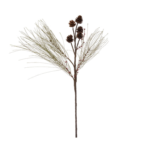 Faux Long Needle Pine Spray With Pinecones & Red Riceberries