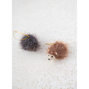 Faux Fur & Tinsel Hedgehog Ornament