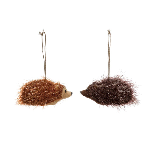 Faux Fur & Tinsel Hedgehog Ornament
