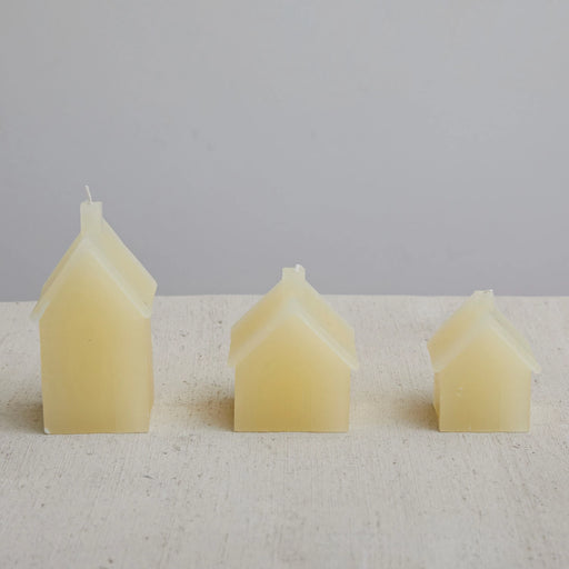 Cream Unscented House Shaped Candle