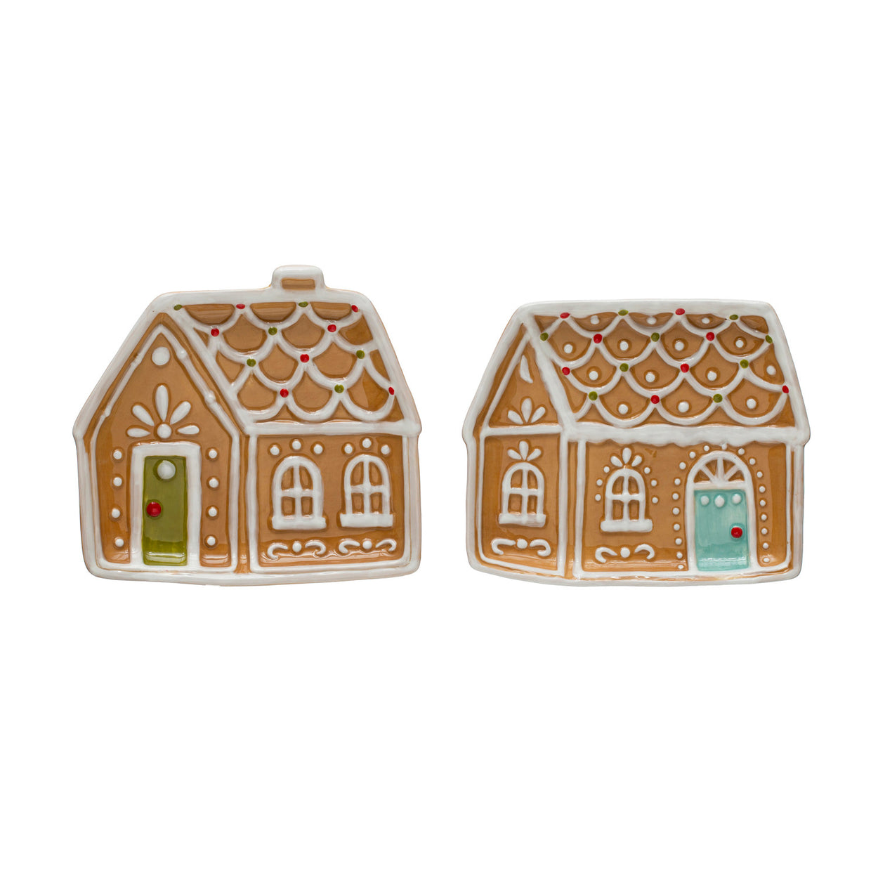 Hand Painted Ceramic Gingerbread House Shaped Plate