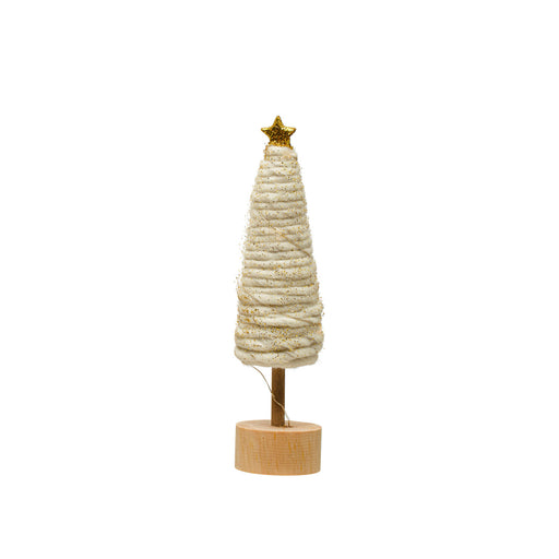 Cream Wool Tree With LED Lights & Gold Star