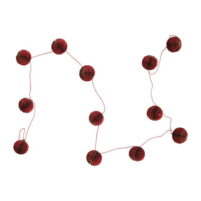 Burgundy Handmade Recycled Paper Honeycomb Ball Garland With Gold Glitter