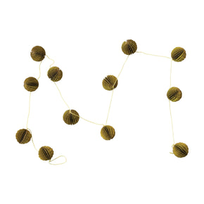 Green Handmade Recycled Paper Honeycomb Ball Garland With Gold Glitter