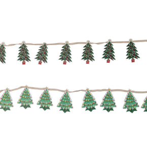 Printed Recycled Paper Tree Garland With Embroidery