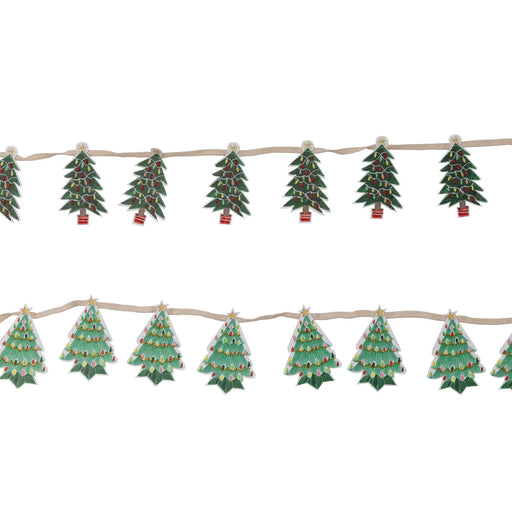 Printed Recycled Paper Tree Garland With Embroidery
