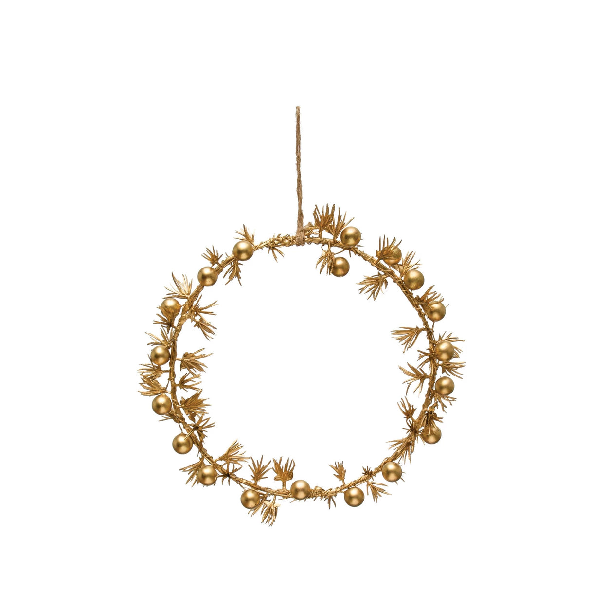 Gold Round Faux Pine & Berries Wreath