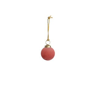 Pink Flocked Glass Ball Ornament
