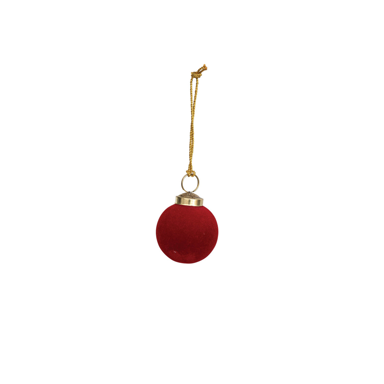 Red Flocked Glass Ball Ornament