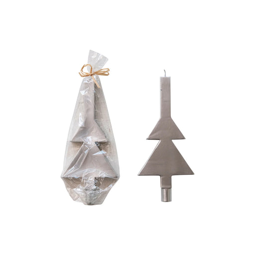 Silver Unscented Tree Shaped Taper Candle