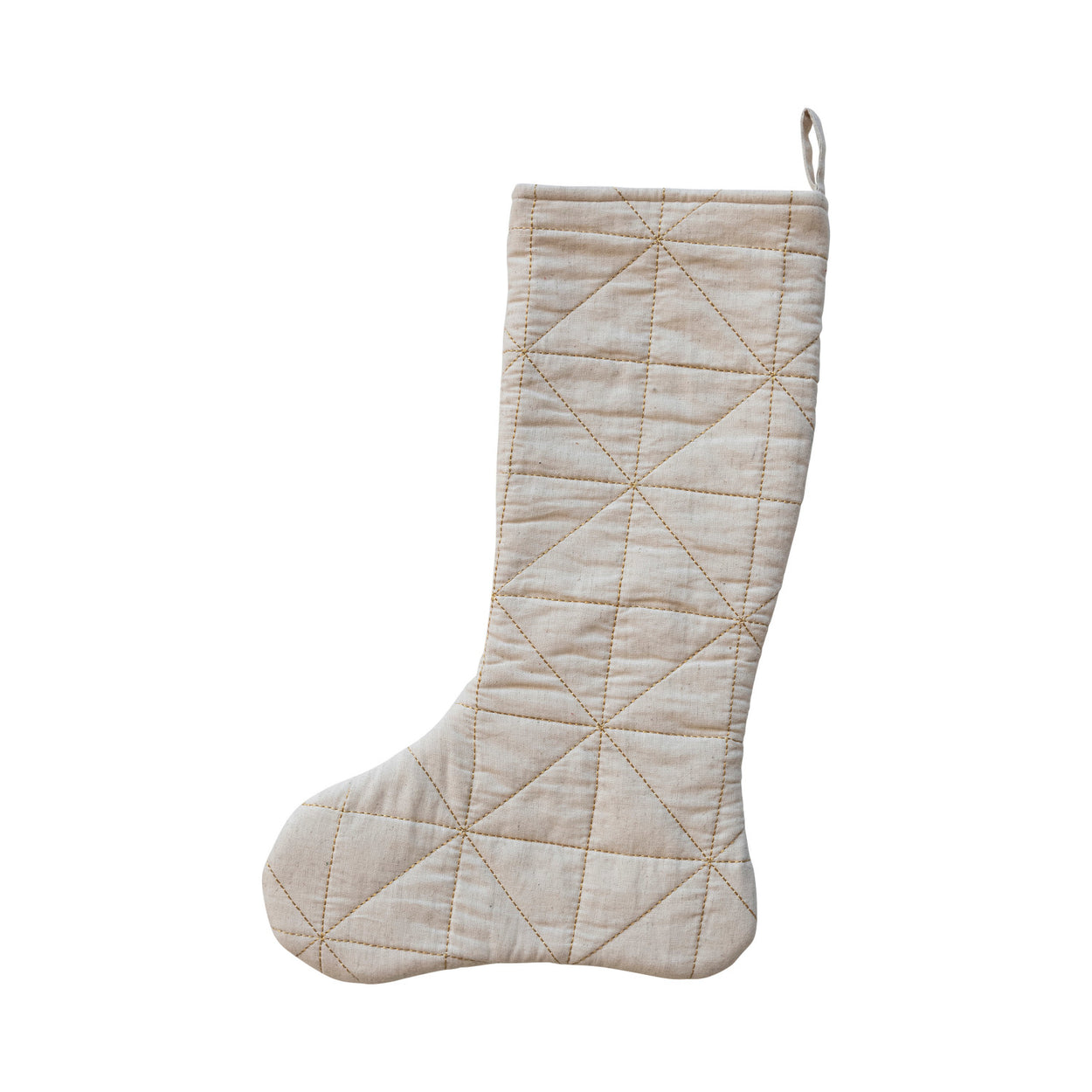 Quilted Cotton & Linen Stocking With Metallic Gold Thread