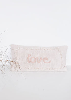 Cotton Embroidered Lumbar "LOVE" Pillow