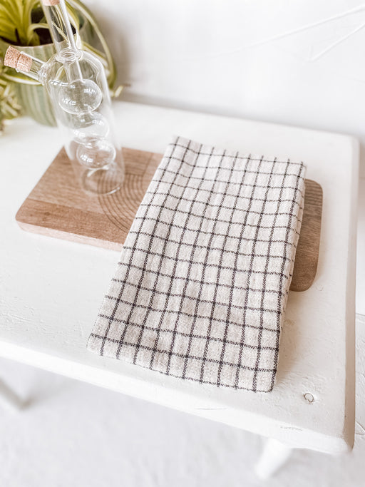 Black + Cream Grid Dish Towel