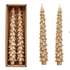 Gold Unscented Tree Shaped Taper Candles