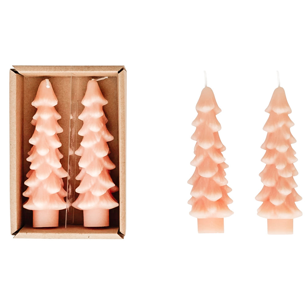 Pink Unscented Tree Shape Taper Candle