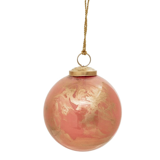 Pink & Gold Glass Ornament