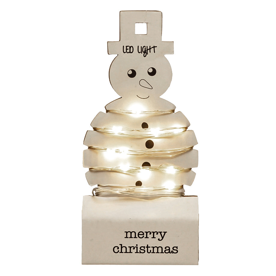 LED String Lights On Snowman Card