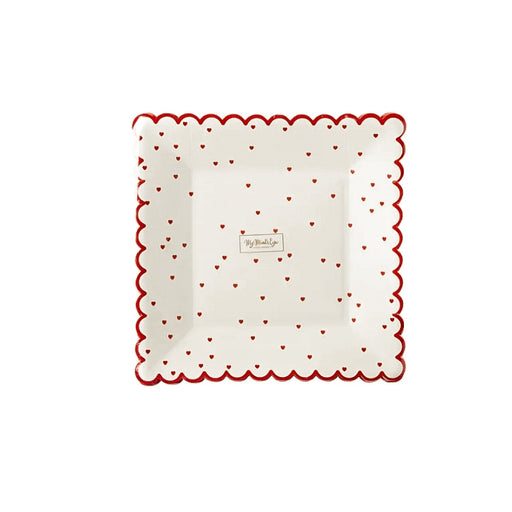 Valentine Red Scattered Heart Plate