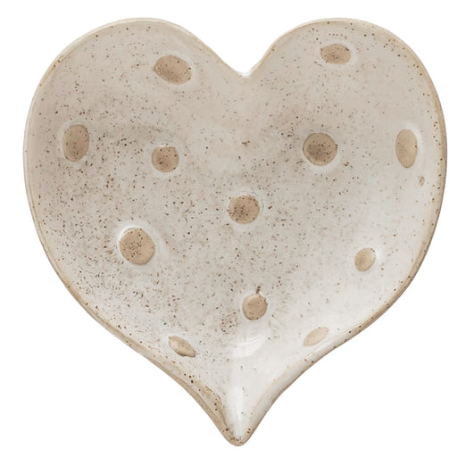 Stoneware Heart Shaped Dish WIth Dots