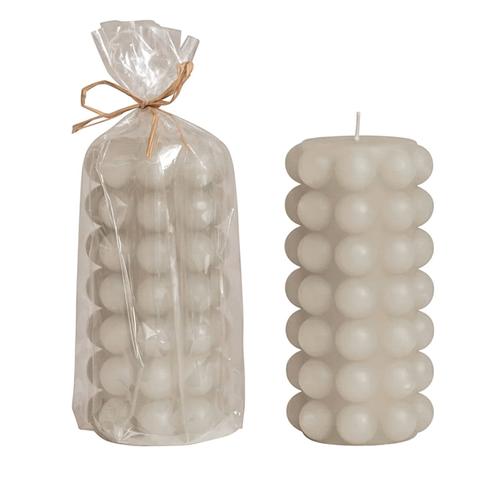 Grey Unscented Hobnail Pillar Candle